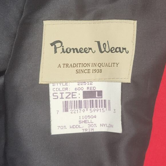 Vintage Pioneer Wear Womens‎ Large Red Duster Overcoat Western Wool Blend 22512 - Picture 7 of 13